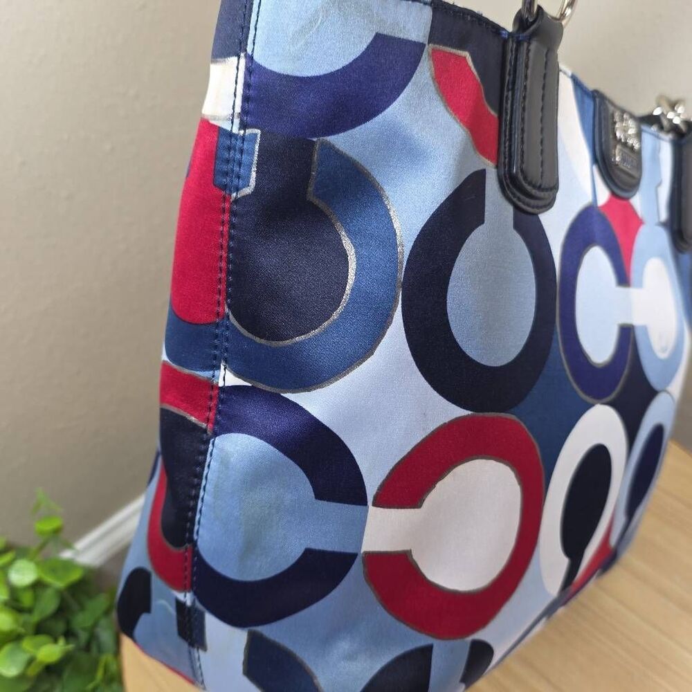 Coach Madison Op Art Chain Metallic Sateen Tote & Matching Zip Wallet Style 2123 - Picture 9 of 16